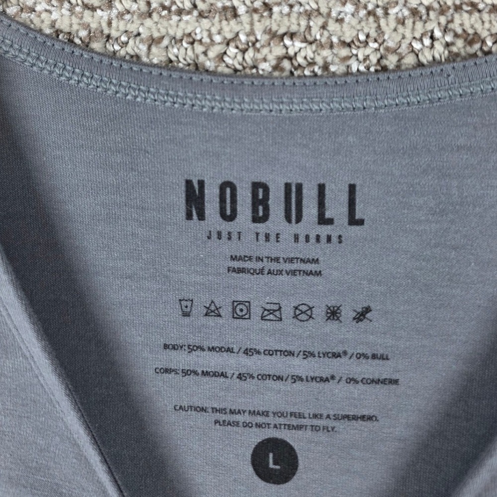 Nobull Mens Large Gray Long Sleeve Training Shirt Modal Cotton Lycra Blend Soft - Picture 2 of 6